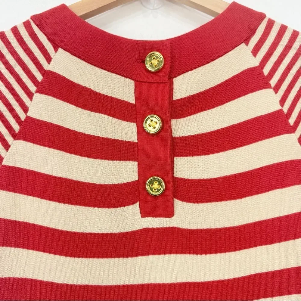 Kate Spade SELMA Red Stripe Cotton Silk Cashmere Knit Preppy Nautical Dress